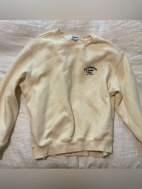 HWLF Cream Fleece Crewneck Sweatshirt |  minimal graphic | Size L